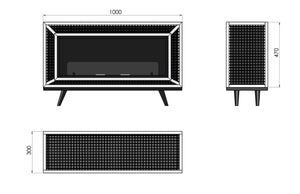 Camino a Bioetanolo da Pavimento 100x47 cm Industrial Marrone con Vetro