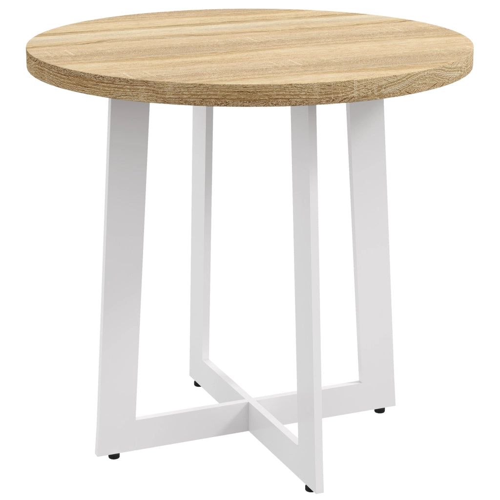 Tavolo da pranzo rotondo per 4 persone ¨C zephmum ¨C legno rovere e acciaio ?80x75 cm