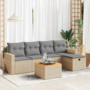 Set Divano da Giardino 6 pz con Cuscini Beige in Polyrattan 3325783