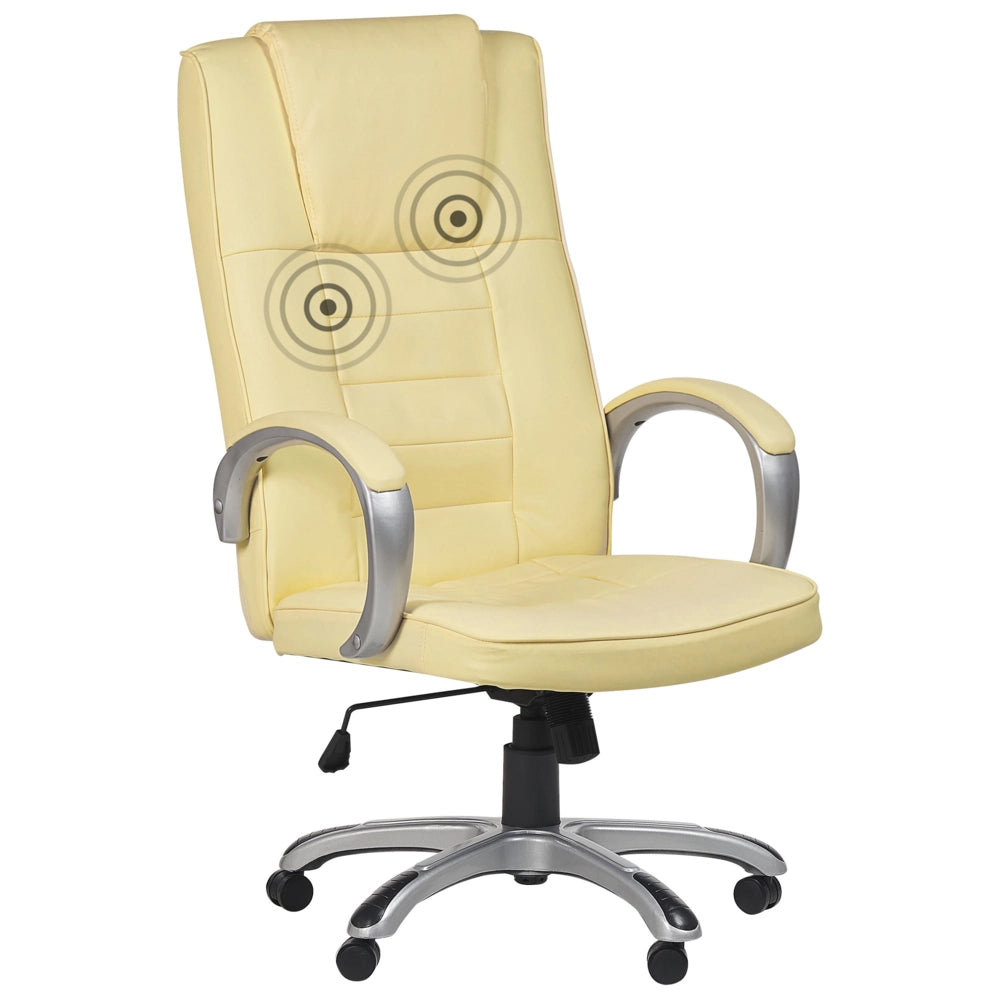 Poltrona da ufficio massaggiante riscaldata con seduta in pelle sintetica beige