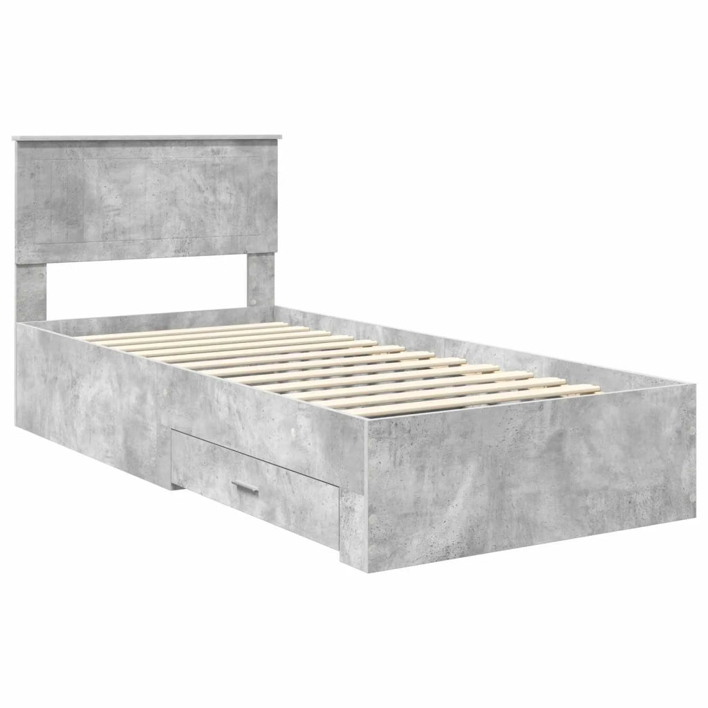 Struttura del letto con testiera Grigio cemento 90 x 200 cm 3410943