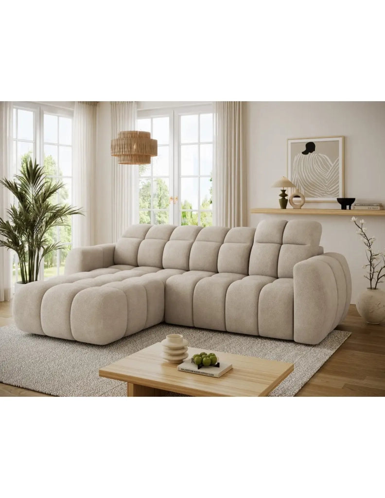 Divano ad angolo elettrico FANOTI 3 posti beige – angolo sinistro – versione 2