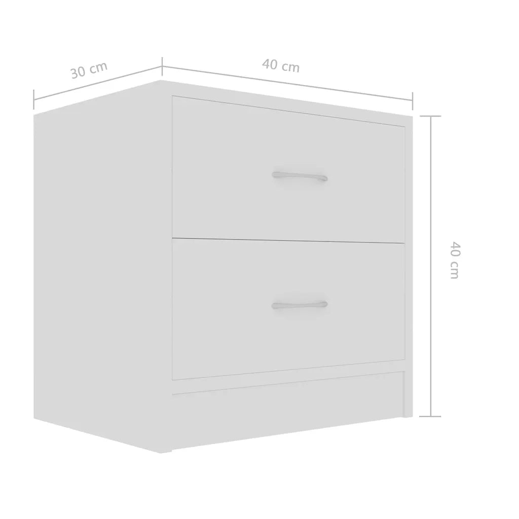 Comodini Bianchi 2 pz 40x30x40 cm in Legno Multistrato 801036