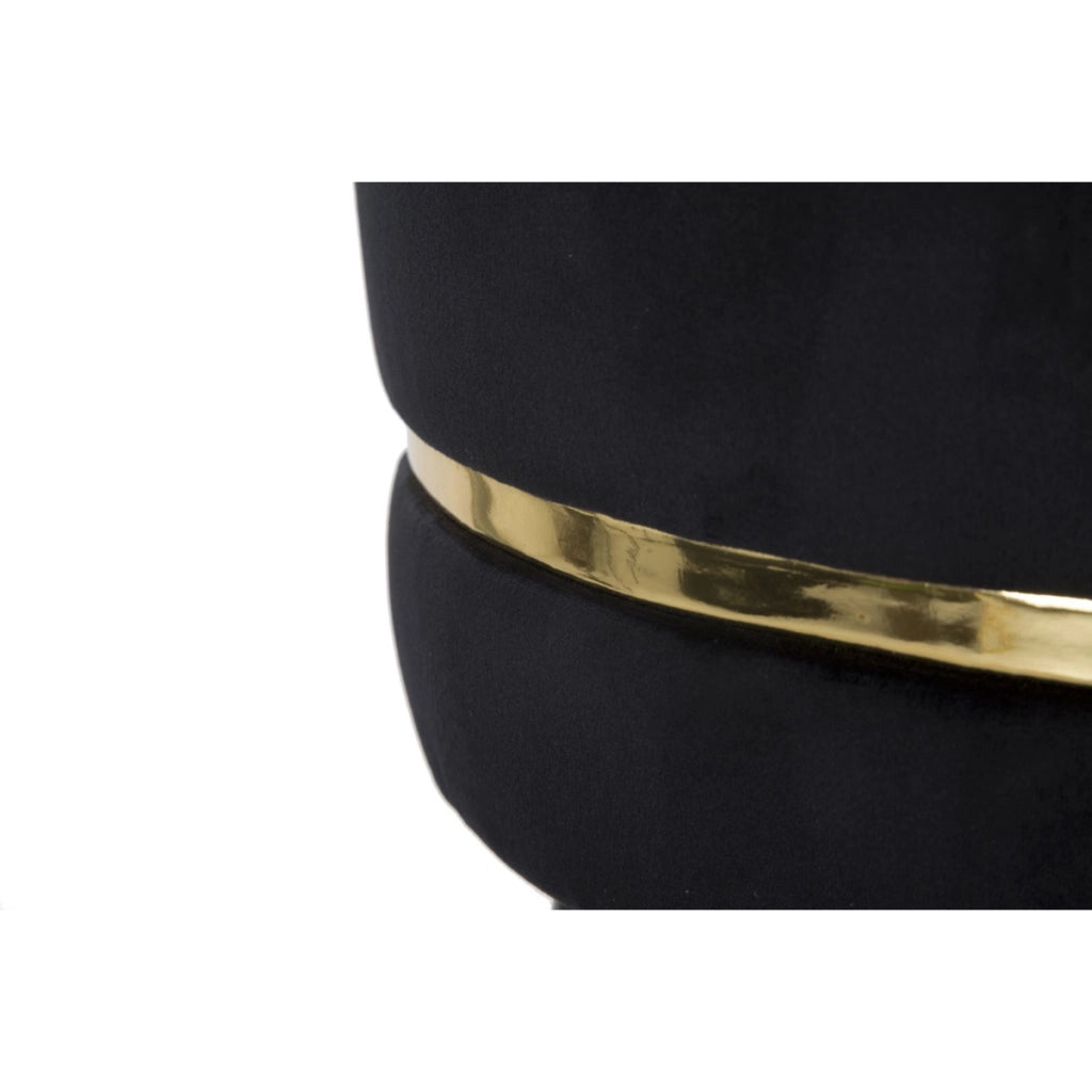 Sgabello da bar Paris nero e gold in tessuto su gambe nere – H 74 cm