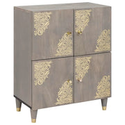 vidaXL Credenza Grigio e Oro 60 x 33 x 75 cm Legno massello di mango
