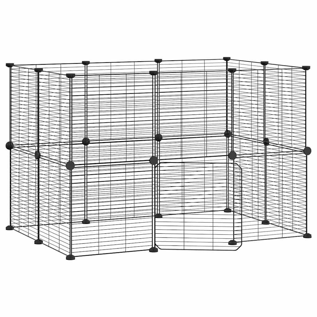 Gabbia per animali domestici a 20 pannelli con porta 35 x 35 cm nera 02_0041567