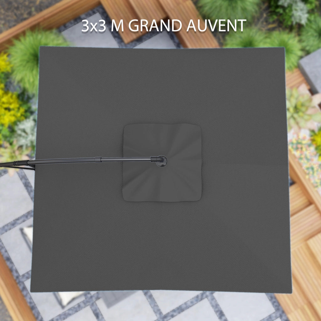 Parasole quadrato inclinabile 3x3 m ¨C zephmum ¨C grigio scuro