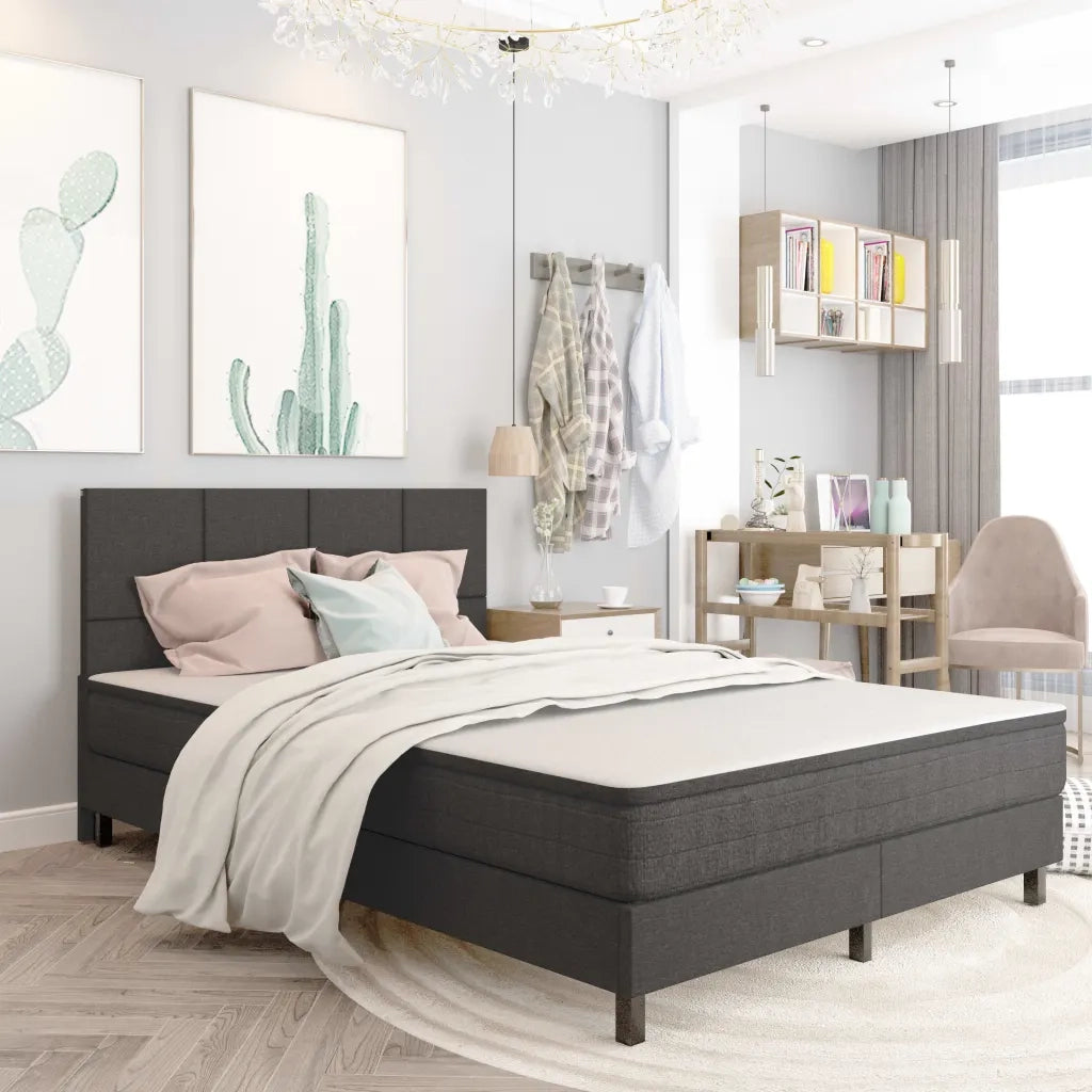 Letto a Molle Grigio Scuro in Tessuto 180x200 cm 3054718