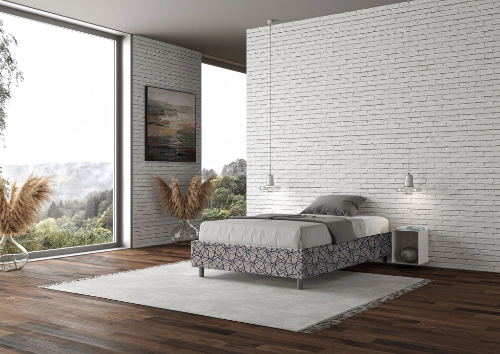 Letto una piazza e mezza con rete imbottito 120x190 tessuto Era 2 grigio Azelia