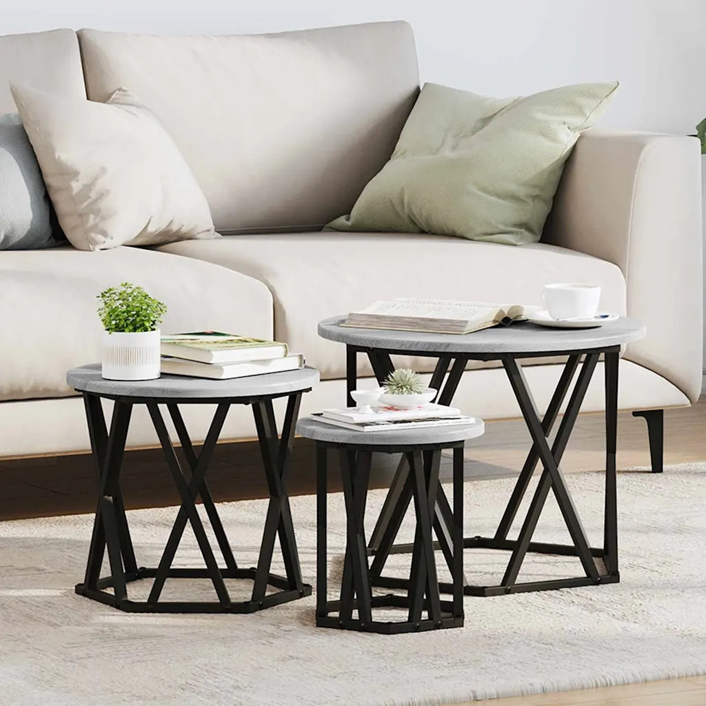 Tavolo Laterale Nesting 3 pcs Grigio Sonoma 868258