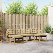 Set di divani da esterno con cuscino 6 pcs Bianco e Beige