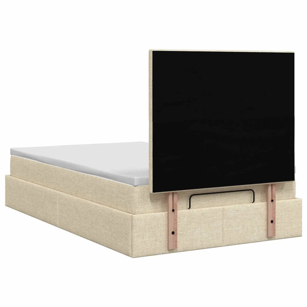Letto Ottomano con Materasso e LED Crema 120 x 200 cm Tessuto 3458150
