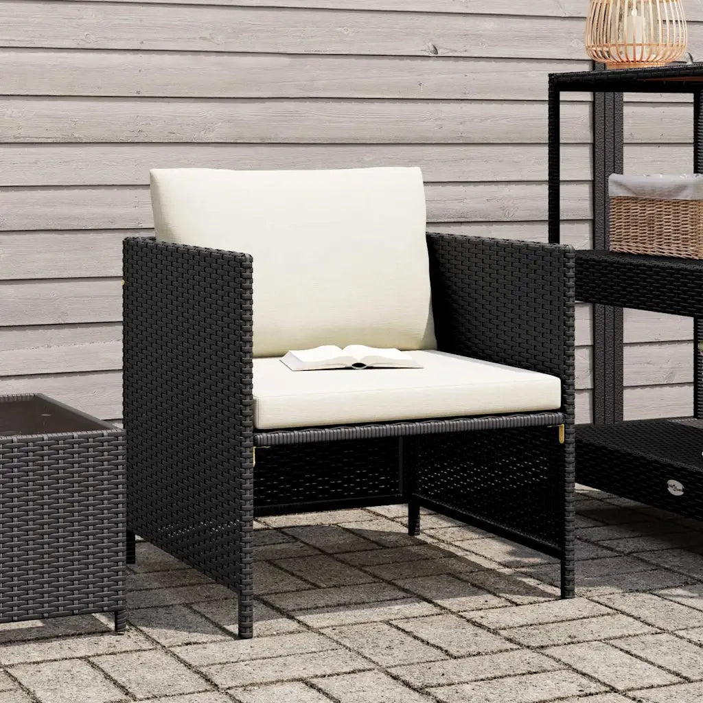 Poltrona da Giardino con Cuscini in Polyrattan Nero 313510