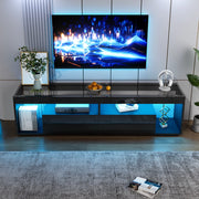 Mobile TV 180x40x46 cm con illuminazione LED e 2 cassetti in truciolato nero