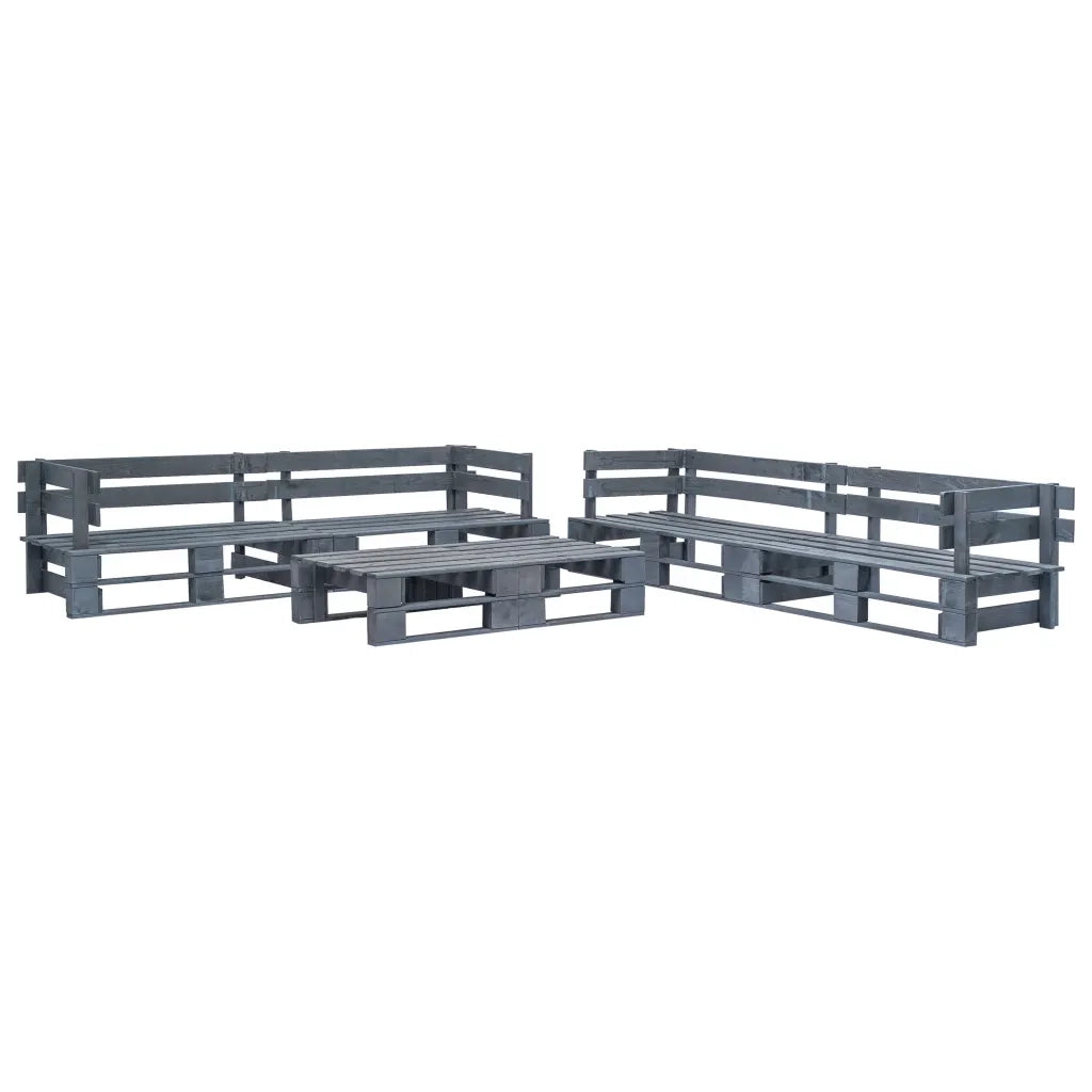 Set Divani da Giardino 6 pz Pallet Cuscini Grigi in Legno cod mxl 40590