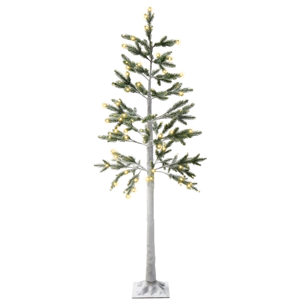 Albero di Natale Artificiale Bianco PE 180 cm Pre-Illuminato Luci LED Outdoor & Indoor Innevato Stile Scandinavo