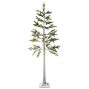 Albero di Natale Artificiale Bianco PE 180 cm Pre-Illuminato Luci LED Outdoor & Indoor Innevato Stile Scandinavo