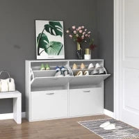 Scarpiera Salvaspazio in Legno per Camera e Ingresso, Capacità 24 Scarpe, 120x24x81cm Bianco