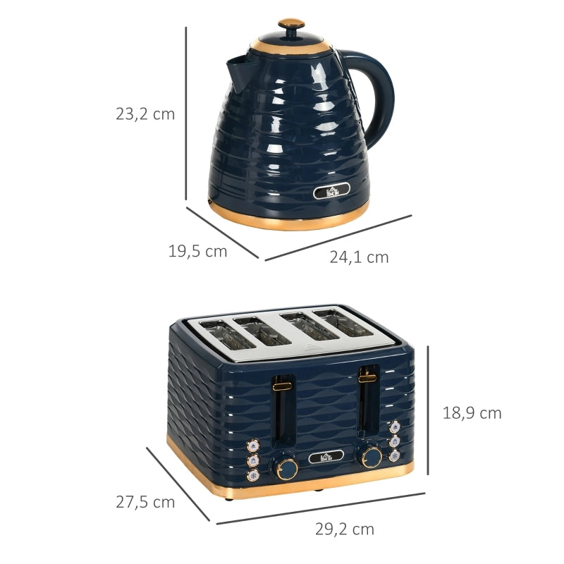 Set tostapane e bollitore 2 in 1, 7 livelli di doratura, funzione di scongelamento e riscaldamento, blu