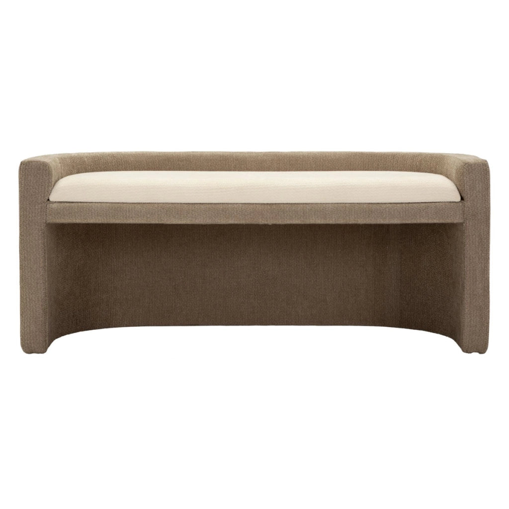 Panca dal design nordico con struttura in MDF e seduta imbottita beige