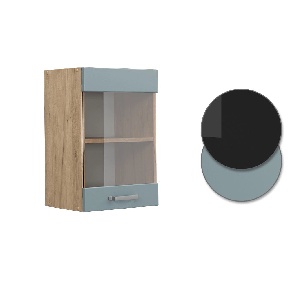 Vicco Mobile da cucina in vetro Grigio-blu 40 cm