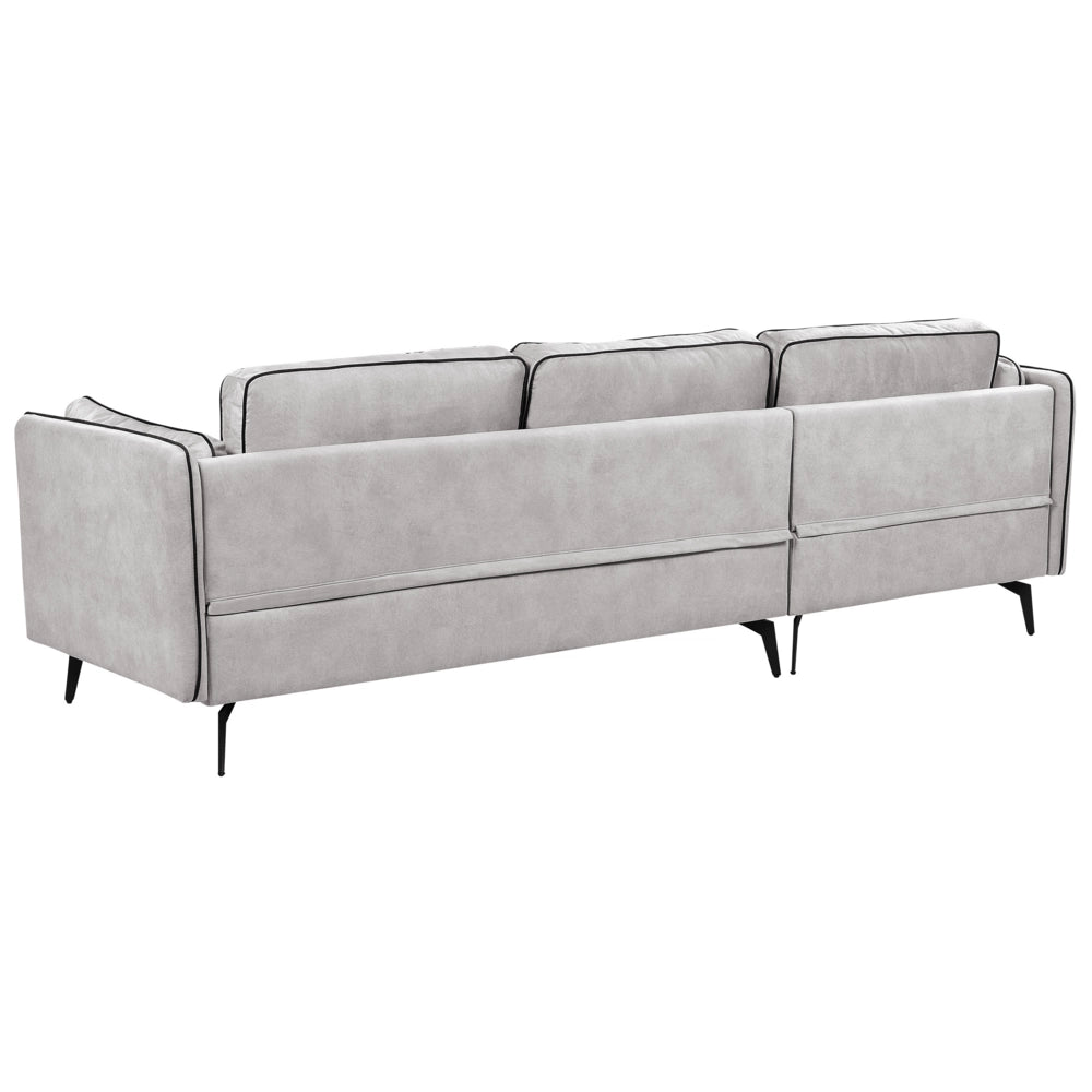 Divano 3 posti angolare regolabile lato destro in velluto grigio chiaro stile moderno design classico