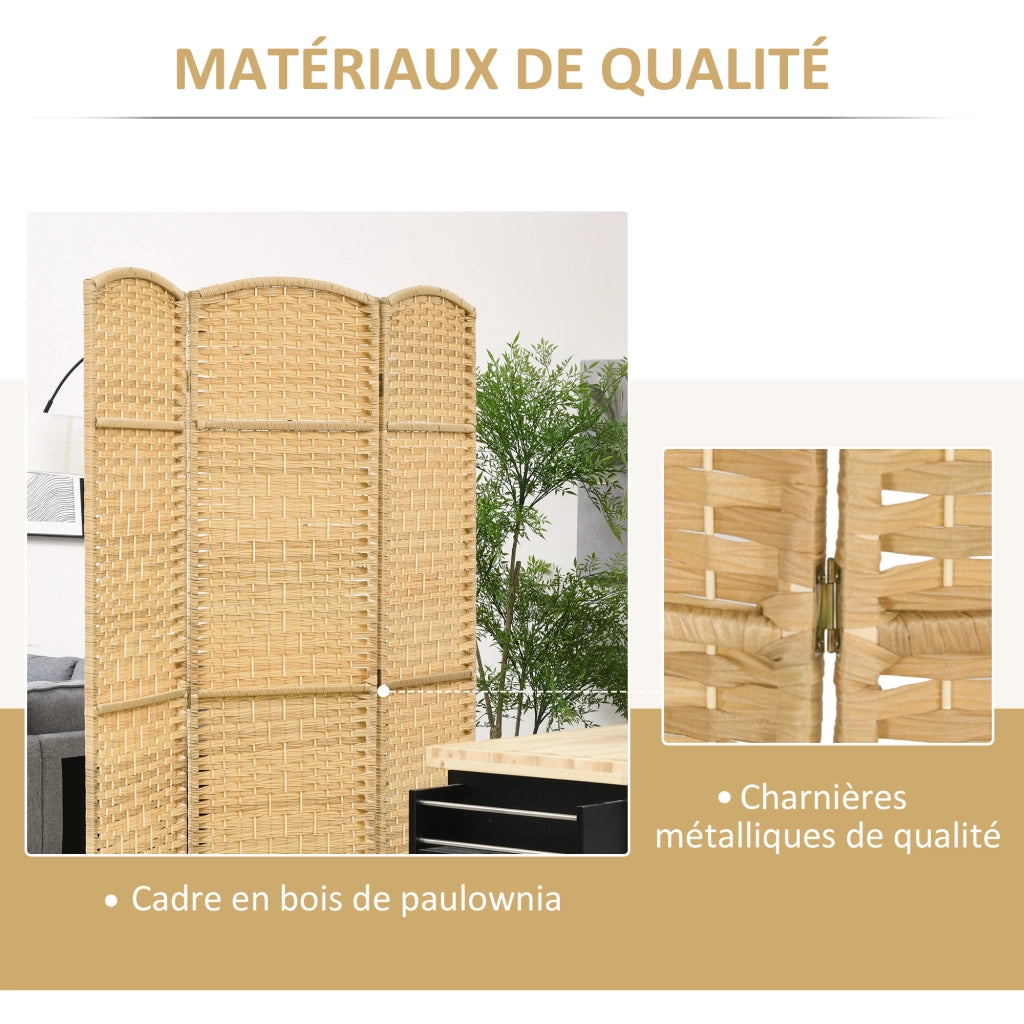 Paravento in legno 3 ante ¨C zephmum ¨C naturale 135x180 cm