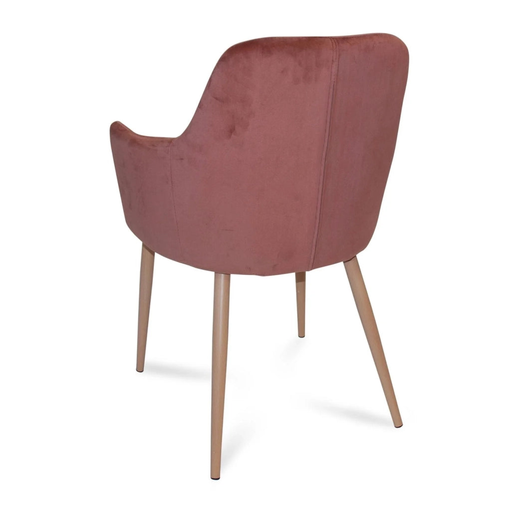 LÚZETE - POLTRONA GUNNAR VELLUTO ROSA GAMBE COLORE NATURALE