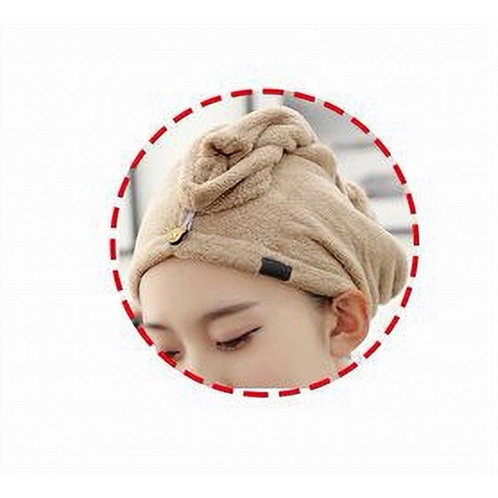 Trade Shop - Cuffia Asciugamano Assorbente Shampoo Bagno Doccia Asciuga Capelli Beige 69608 -