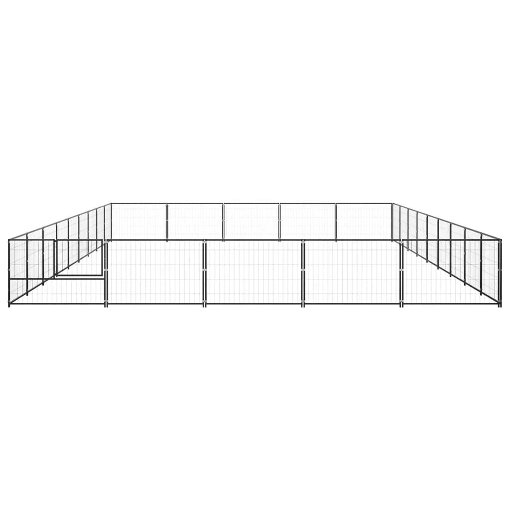 Recinto per animali da esterno per cani nero 45 m² acciaio 02_0000537