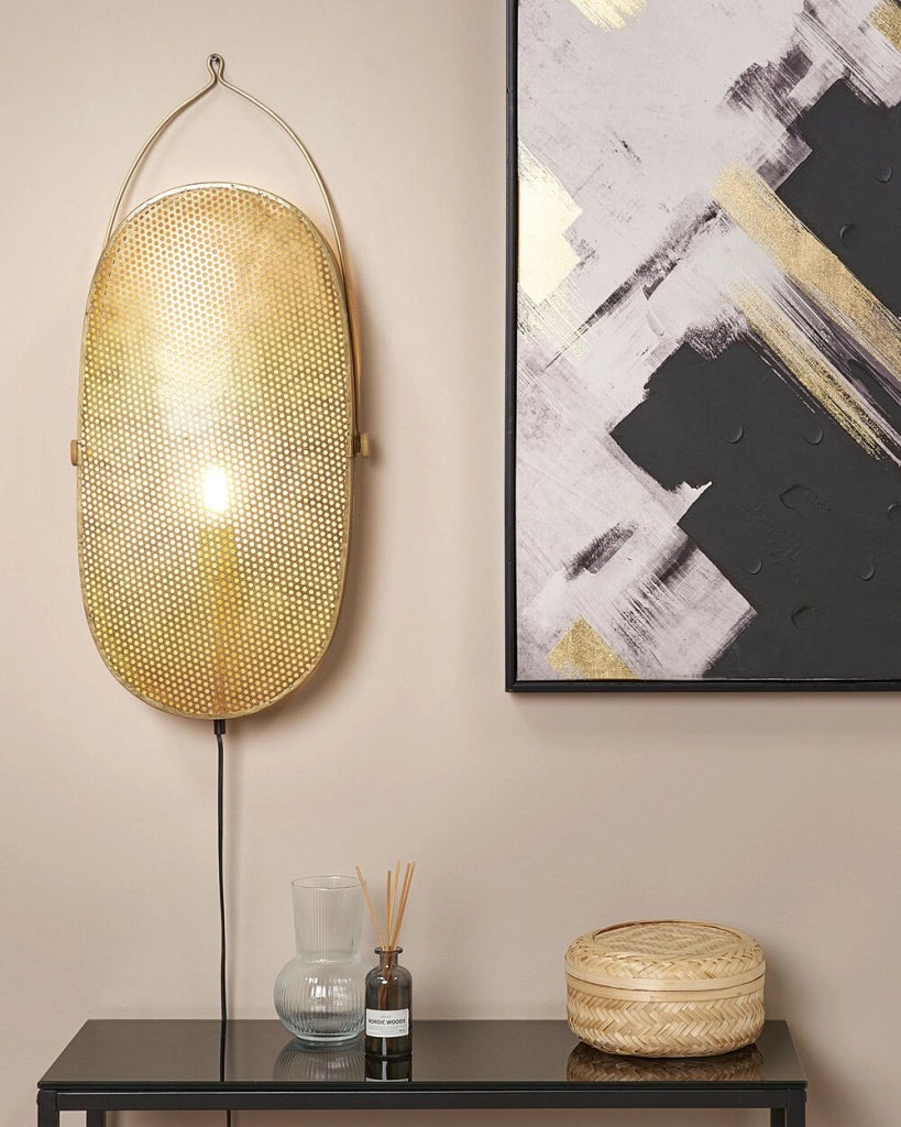 Lampada da parete in ottone ferro metallo paralume ovale luce camera da letto soggiorno design rustico