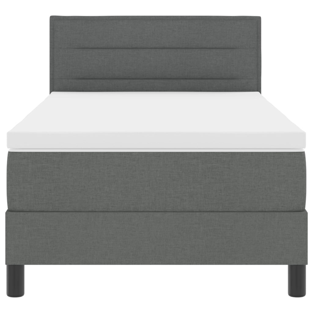 Letto Box Spring con Materasso e LED Grigio Scuro 90x190 cm Tessuto
