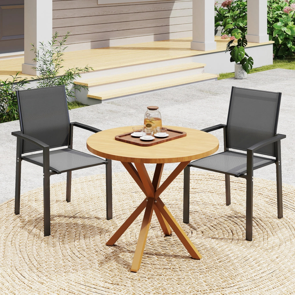 Sedie da Giardino Impilabili ¨C Zephmum ¨C Grigio Carbone, Alluminio e Textilene, 56x58x89 cm