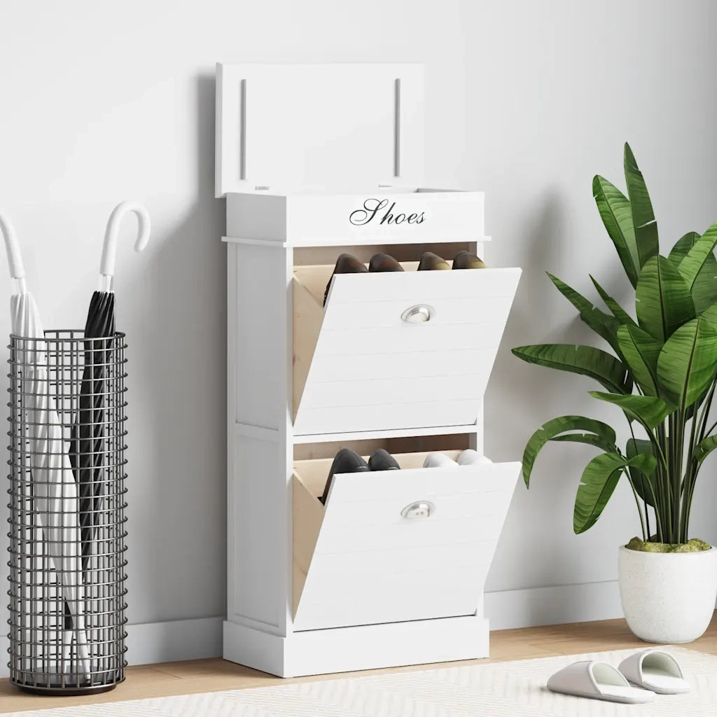 Scarpiera Bianca 50x28x98 cm in Legno di Paulownia 284089