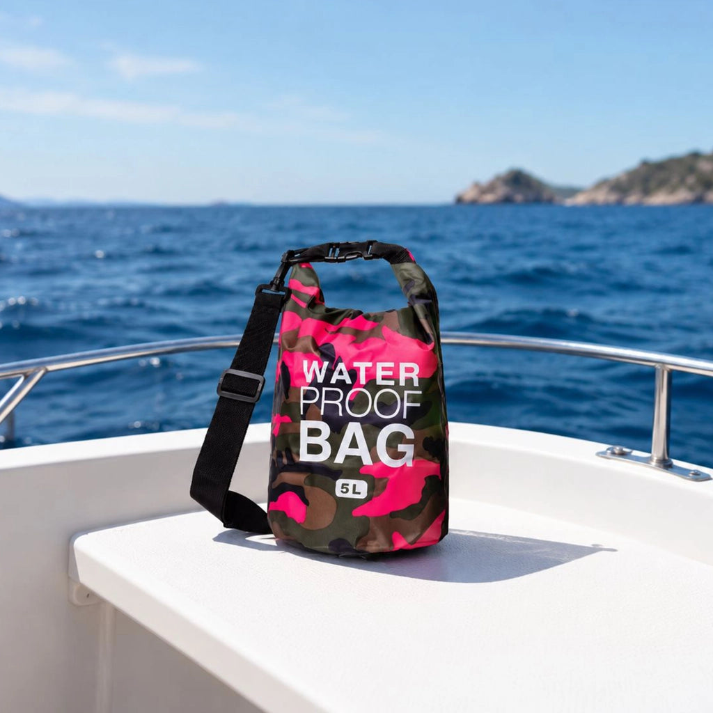 Seniliri, Borsa Impermeabile Capacità 5 lt, Rosa Mimetica Fuxia