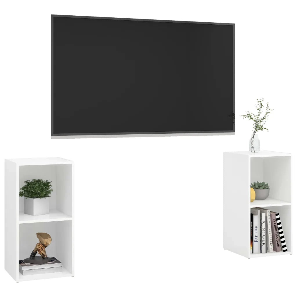 Mobili Porta TV 2 pz Bianco 72x35x36,5 cm in Legno Multistrato cod mxl 19892