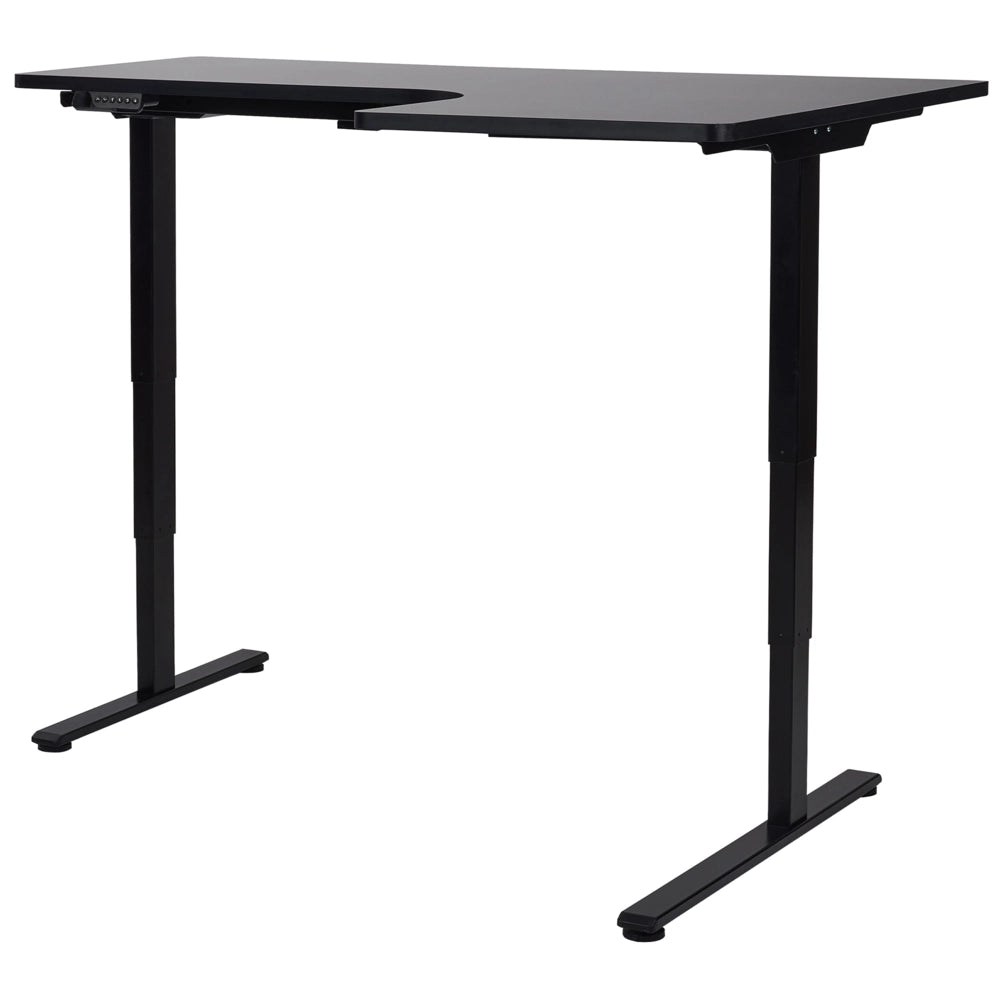 Scrivania elettrica regolabile ad angolo retto moderna a forma di L 160 x 59 cm Piano nero lato destro stile moderno