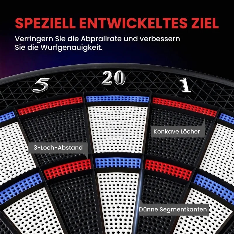 Dartboard elettronico per 1-8 giocatori, display LCD, 6 set di freccette, multicolore