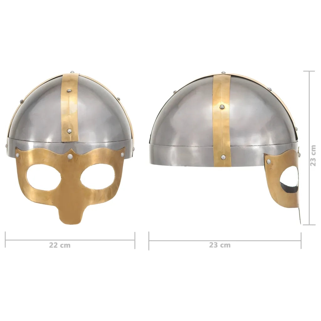 Elmo da Vichingo Antico Replica LARP Argento in Acciaio CFW5043197