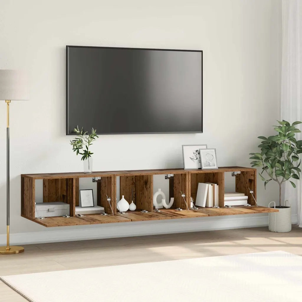 vidaXL Mobile TV 3 pcs Marrone 60 x 30 x 30 cm Legno multistrato