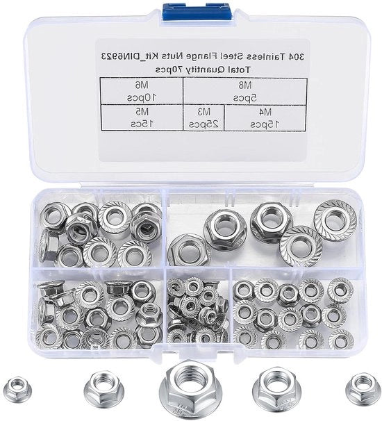 Set di viti a 6 gomiti e viti BORG - acciaio inossidabile - M3 M4 M5 M6 M8 - 70 pezzi