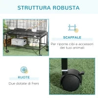 Gabbia per Uccelli in Acciaio con Posatoi, Giochi, Contenitori per Cibo e Vassoio, 79x49x133 cm, Nero