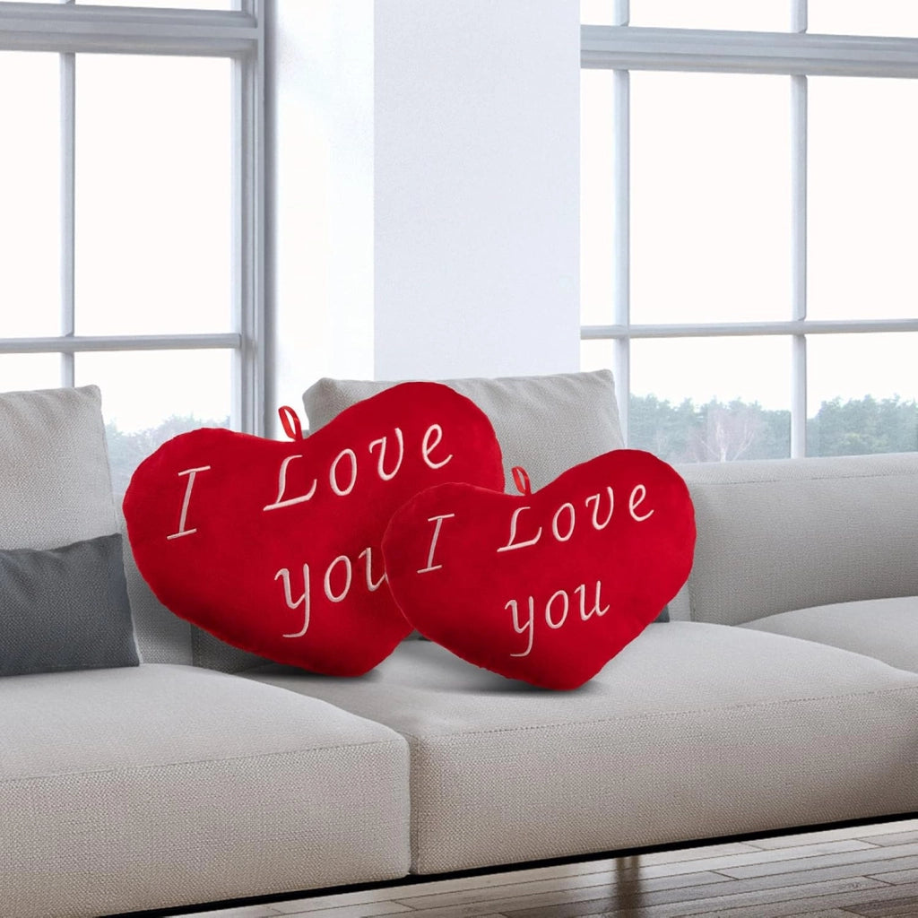 Cuscino a Cuore Morbido Scritta Ricamata I Love You 32 cm Cuore di Peluche Regalo Festa degli innamorati Amore