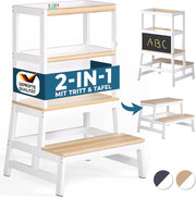 Spielwerk Torre Montessoriana Apprendimento per Bambini in Legno con Lavagna Sgabello Torretta Montessori Didattica Learning Tower 50 x 51 x 93 cm a partire da 2 anni
