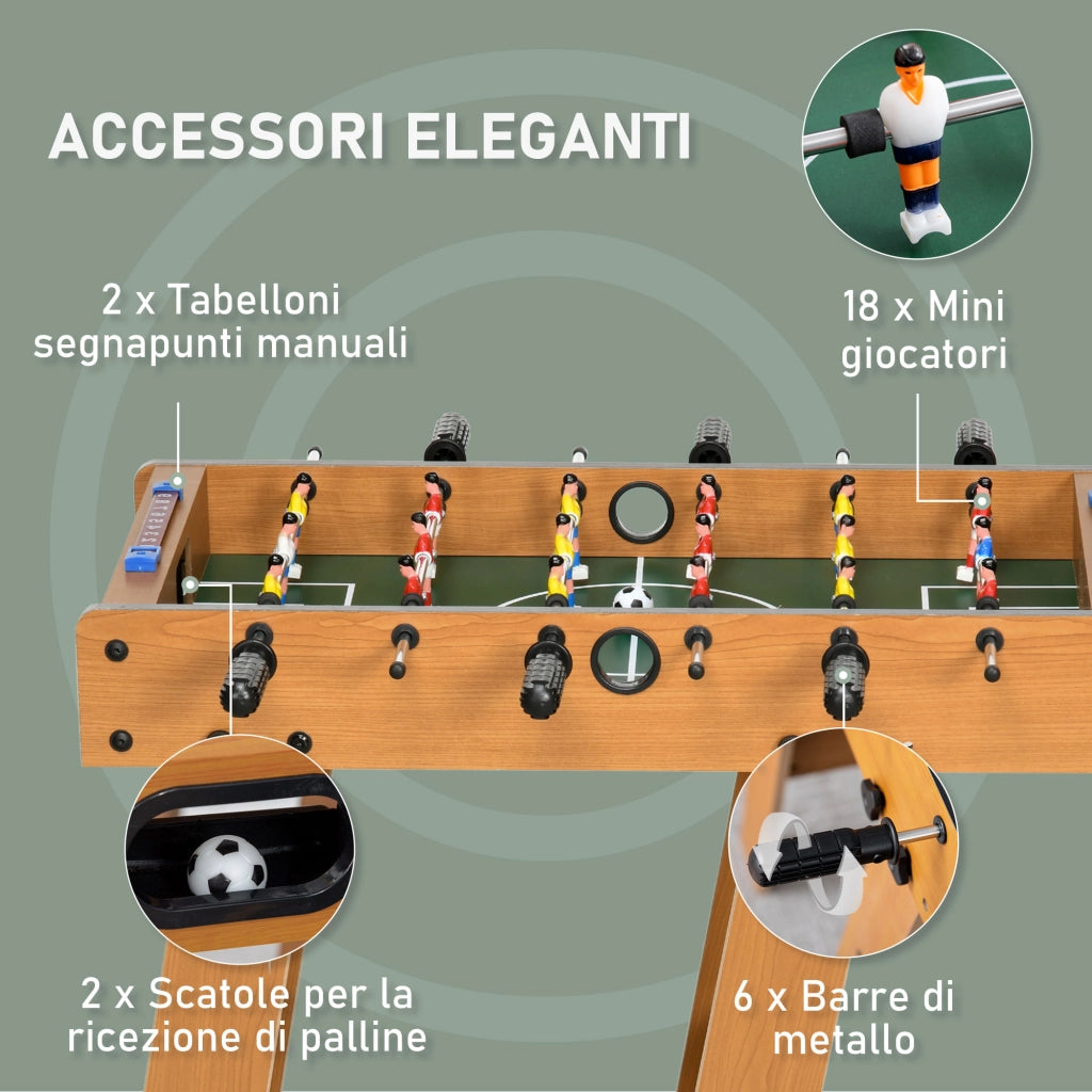 Calcio Balilla Pieghevole in Legno con 6 Aste ¨C zephmum ¨C 69x37x70cm