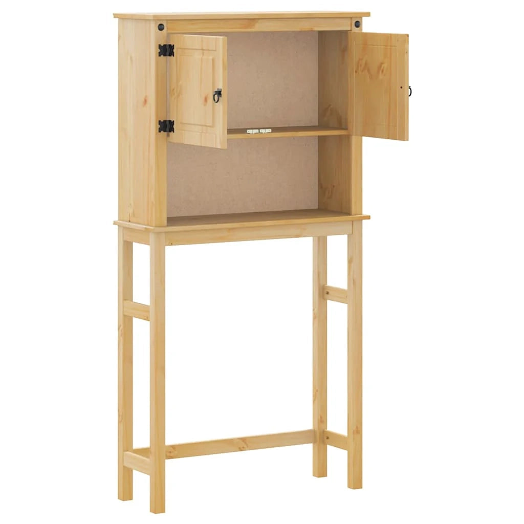Mobiletto salvaspazio per lavatrice in stile rustico 85 x 29 x 165 cm pino massello finitura miele 02_0057606
