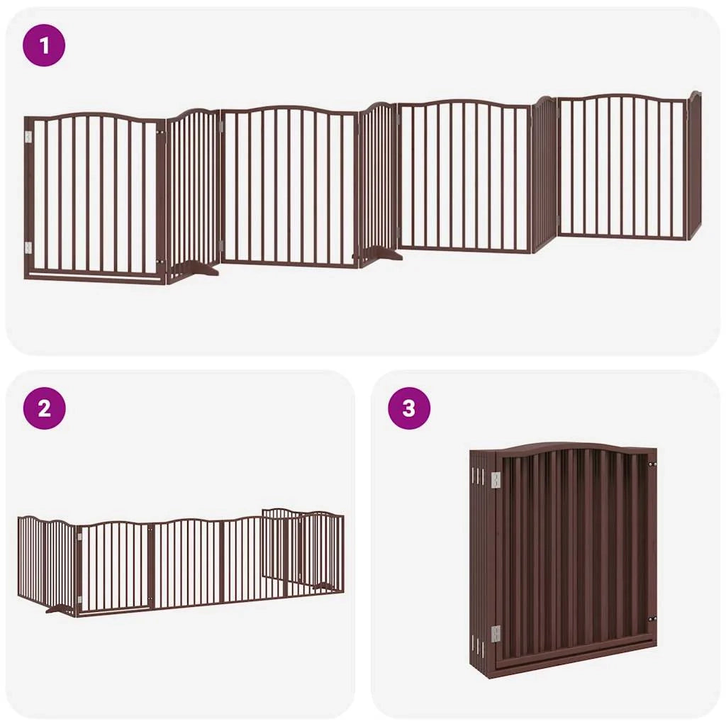 Cancelletto di sicurezza per animali domestici porta pieghevole 8 pannelli legno di pioppo marrone 02_0023250