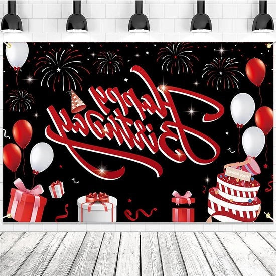 Decorazione di compleanno rossa - Festa di compleanno di buon auspicio sfondo - Ideale per festa di compleanno