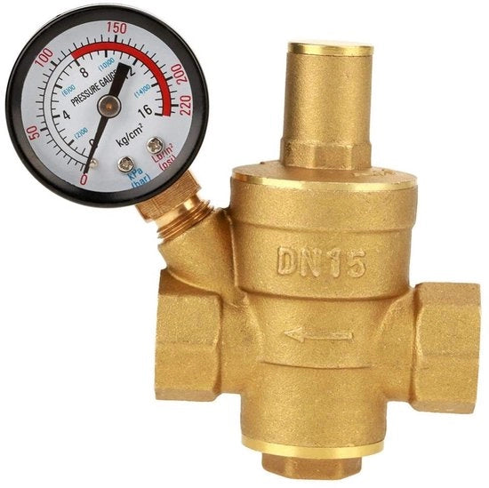 Regolatore di pressione idraulica 1/2 pollice Dn15 con manometro - Ottone