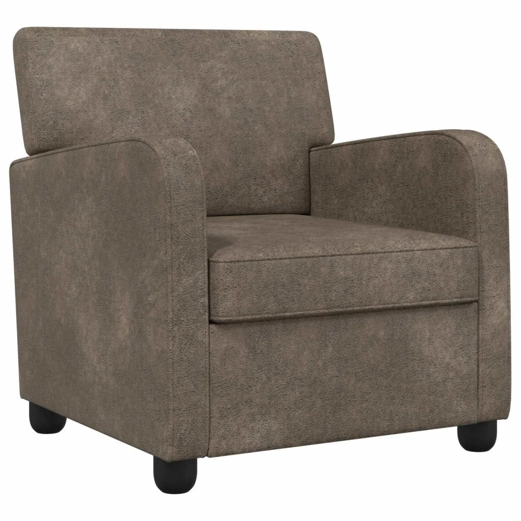 Poltrona Grigio Scuro Pelle Scamosciata Sintetica 42043425